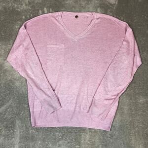 Margaret O'Leary Sweater Women's S Pink V Neck Linen Viscose Romantic Sweet